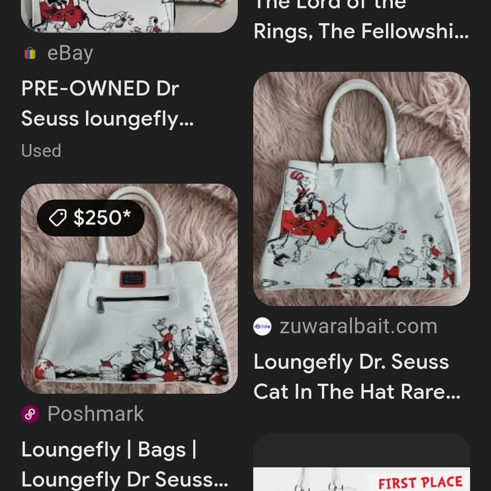 Loungefly Dr. Seuss White and Black Tote